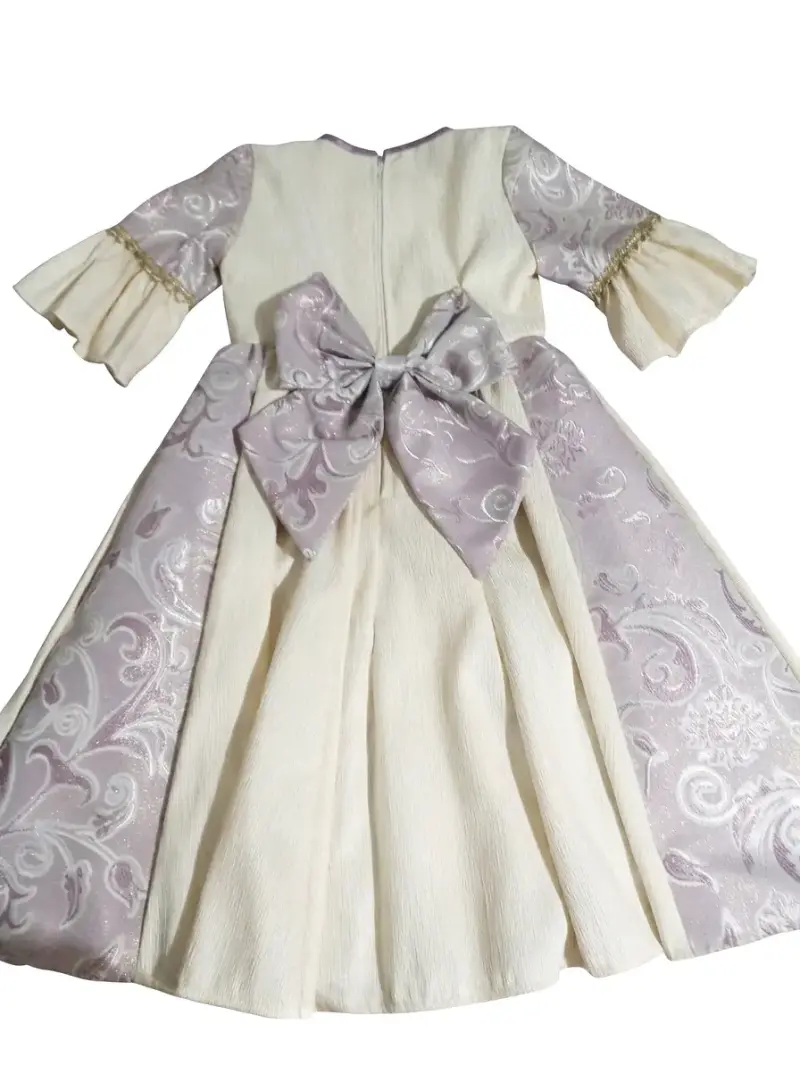 Vestido de niña elegante con encaje y lazo - 2