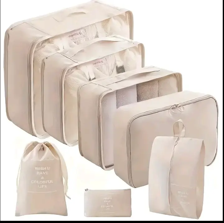 Set de organizadores de equipaje beige 7 piezas - 2