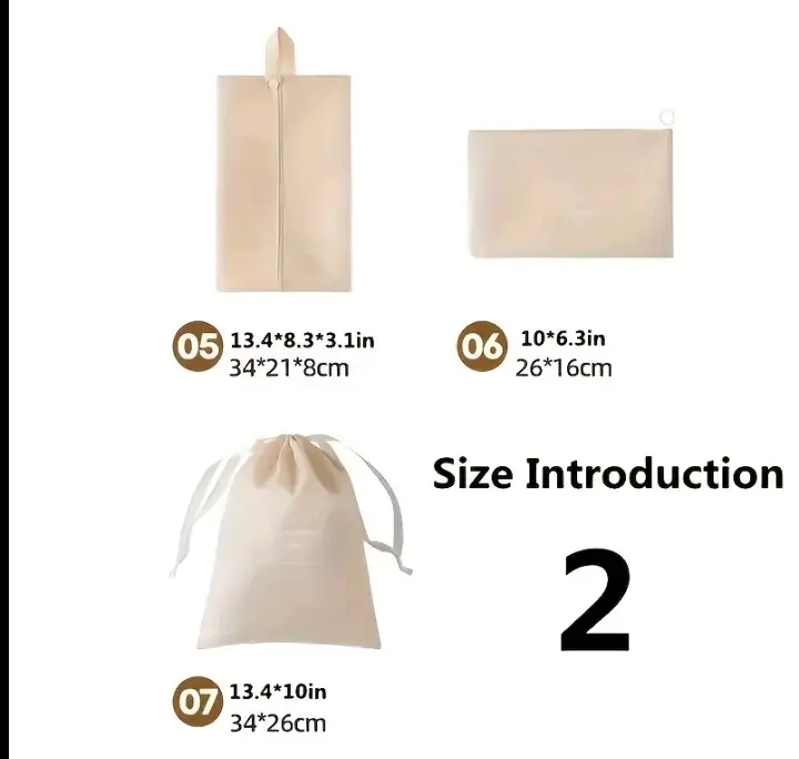 Set de organizadores de equipaje beige 7 piezas - 4