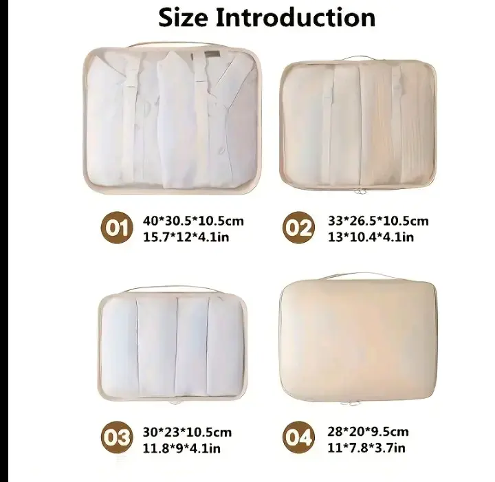 Set de organizadores de equipaje beige 7 piezas - 5