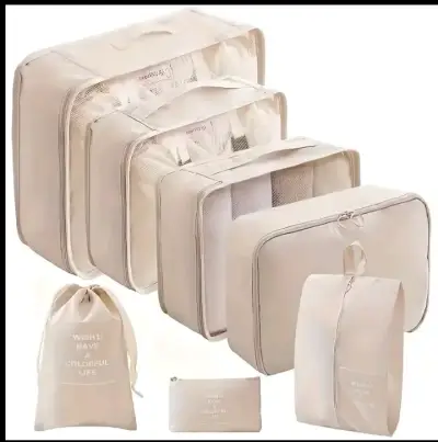 Set de organizadores de equipaje beige 7 piezas - miniatura 6