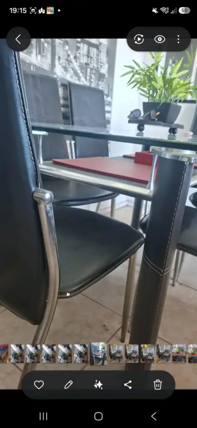 Juego de comedor de vidrio con sillas negras - miniatura 4