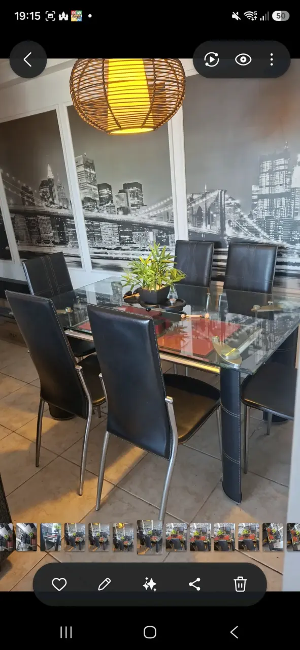 Juego de comedor de vidrio con sillas negras - 5