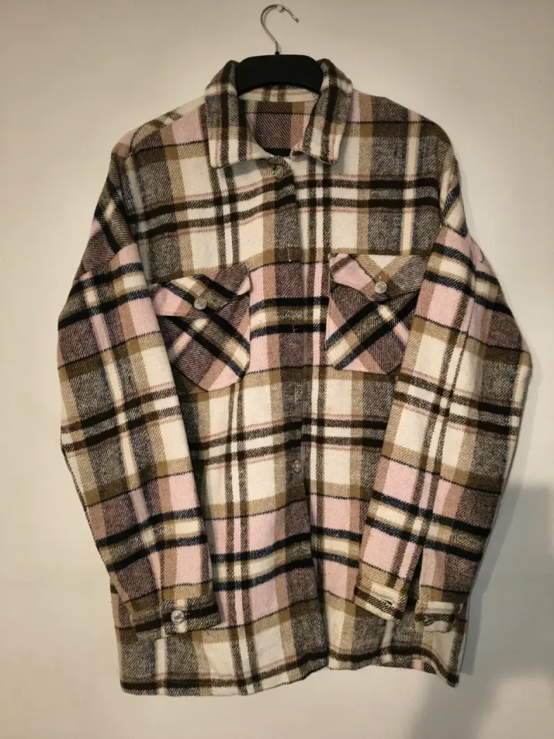 Chaqueta de polar a cuadros para mujer