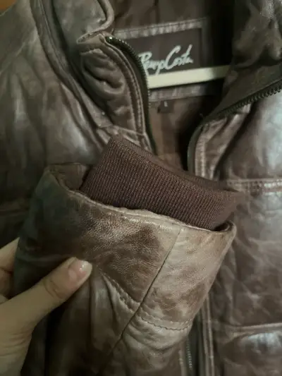 Chaqueta de cuero marrón Revo Costa - miniatura 4