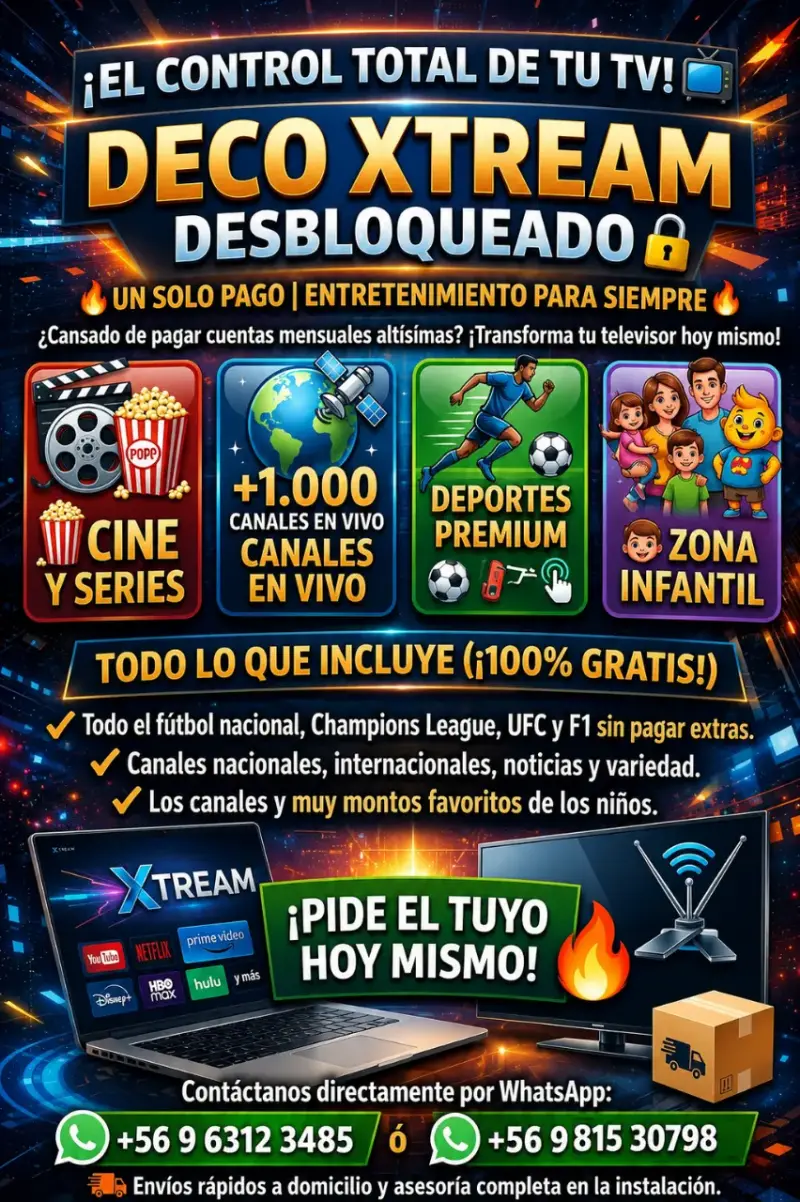 Decodificador Xtream desbloqueado con canales premium