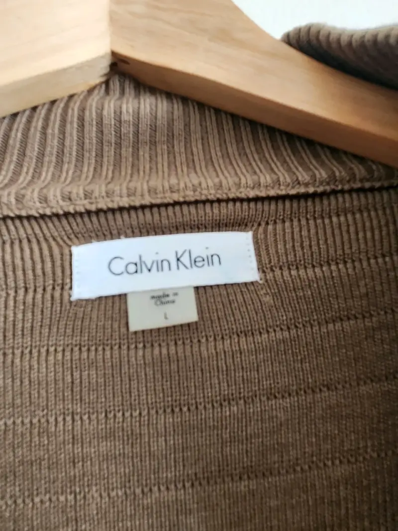 Abrigo de punto Calvin Klein beige con cierre - 2