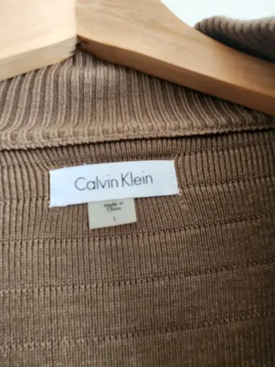 Abrigo de punto Calvin Klein beige con cierre - miniatura 2