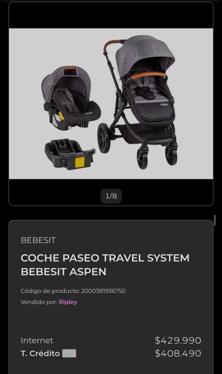 Coche de bebé convertible negro con manillar marrón - 6
