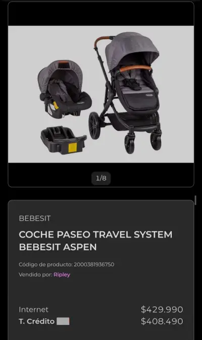 Coche de bebé convertible negro con manillar marrón - miniatura 6