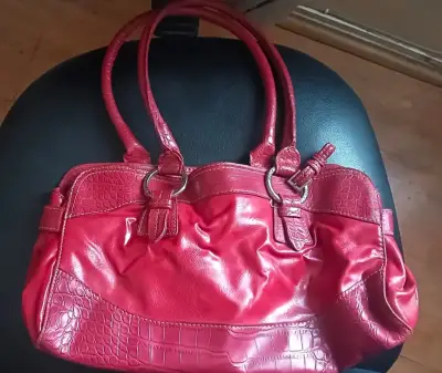 Bolso de mano rojo de cuero - miniatura 1