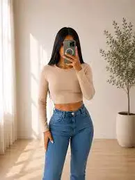 Jeans de Mujer Azul de Tiro Alto - 1