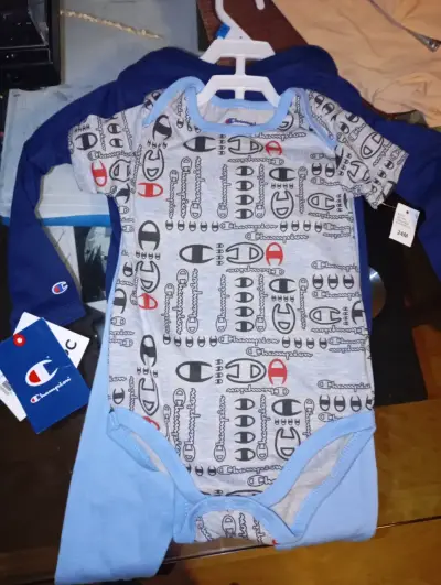 Conjunto de bodys para bebé Champion azul y gris - miniatura 1