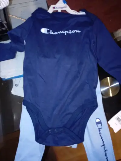 Conjunto de bodys para bebé Champion azul y gris - miniatura 2