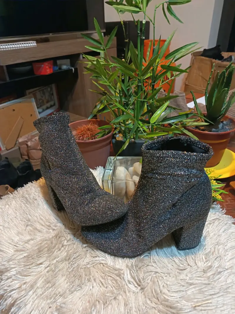 Botines de tacón alto con brillo para mujer - 1
