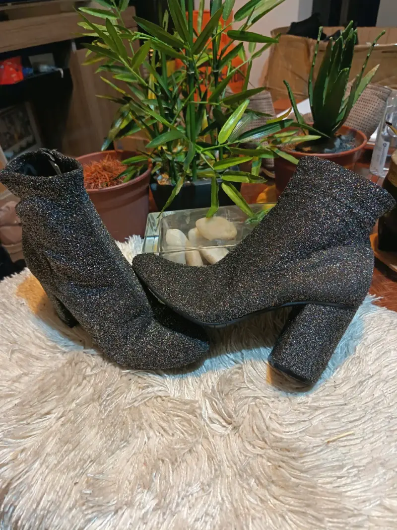 Botines de tacón alto con brillo para mujer - 2