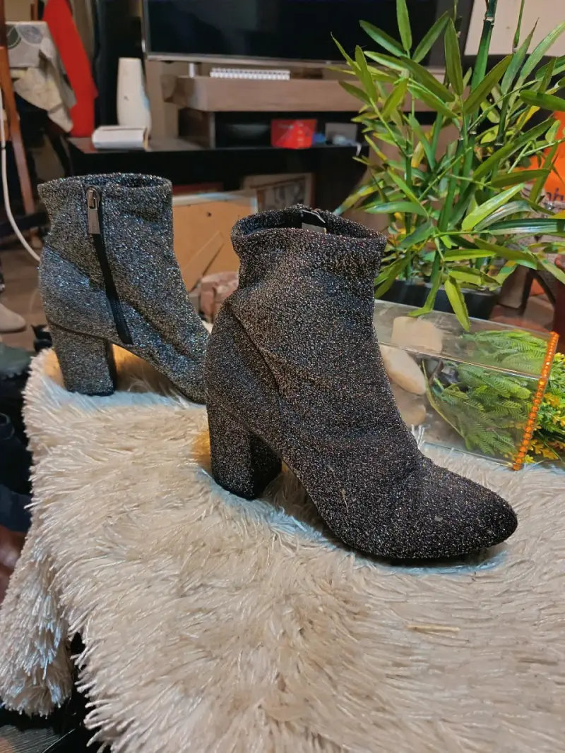 Botines de tacón alto con brillo para mujer - 3