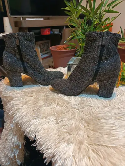 Botines de tacón alto con brillo para mujer - miniatura 4