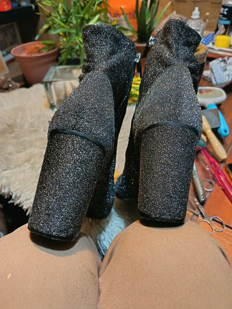 Botines de tacón alto con brillo para mujer - 5