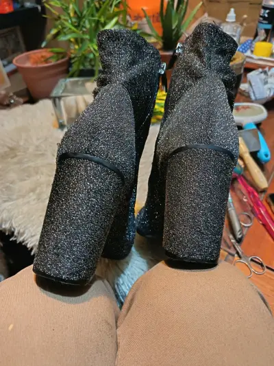 Botines de tacón alto con brillo para mujer - miniatura 5