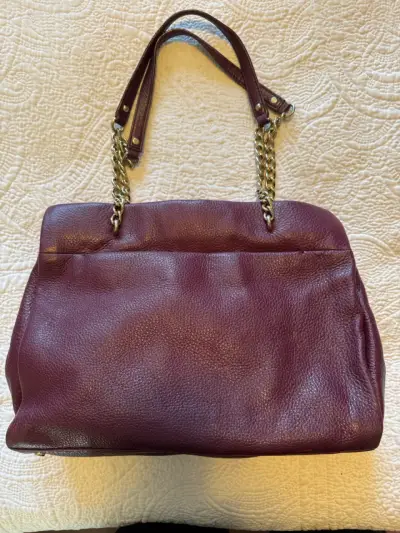 Bolso de cuero burdeos Kate Spade con cadena - miniatura 2