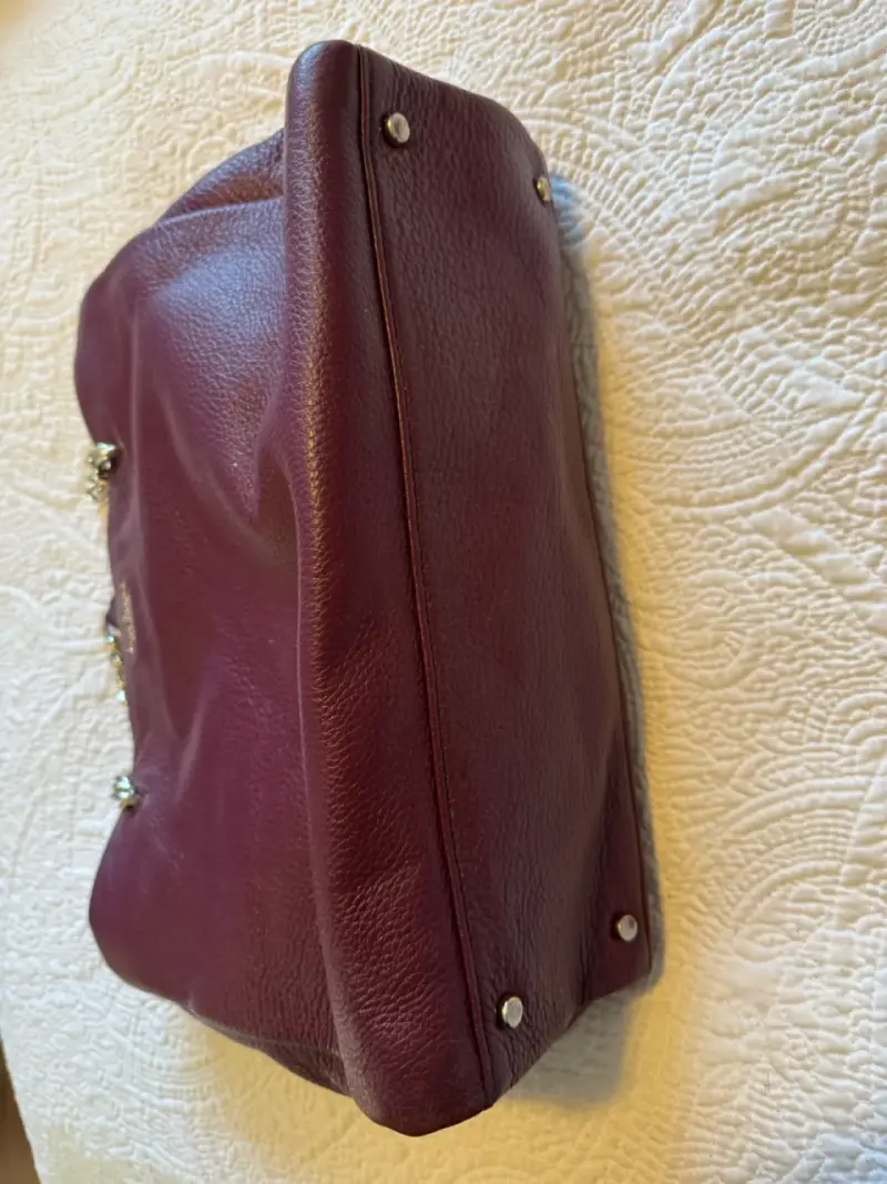 Bolso de cuero burdeos Kate Spade con cadena - 3