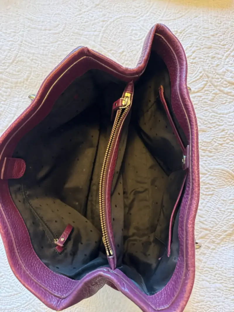 Bolso de cuero burdeos Kate Spade con cadena - 4