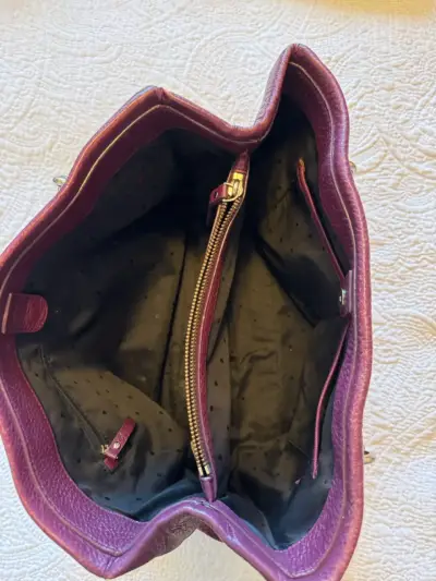 Bolso de cuero burdeos Kate Spade con cadena - miniatura 4