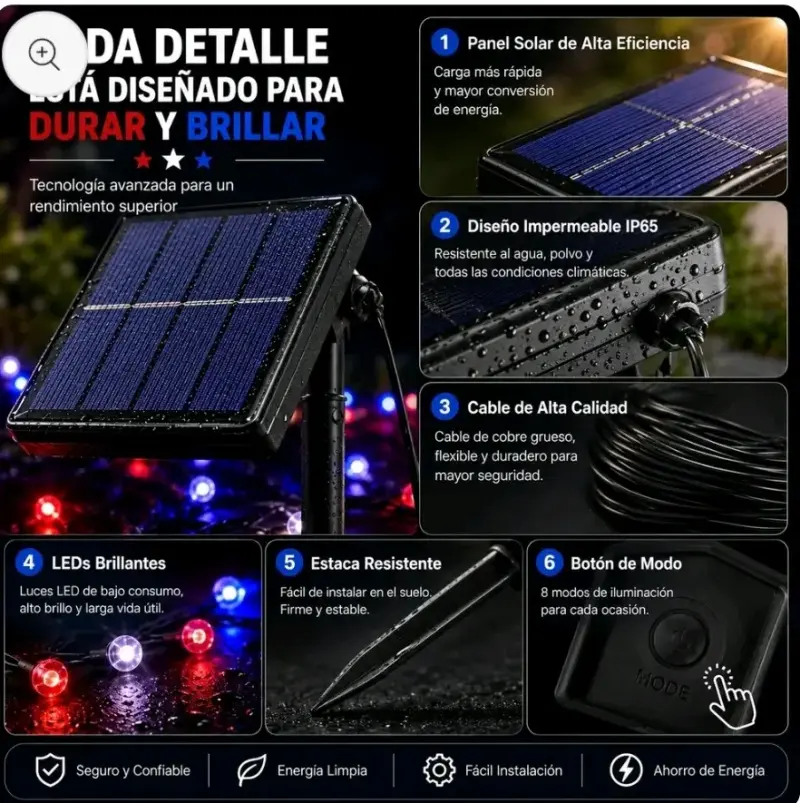 Luces Solares LED para Fiestas Patrias 10M - 5