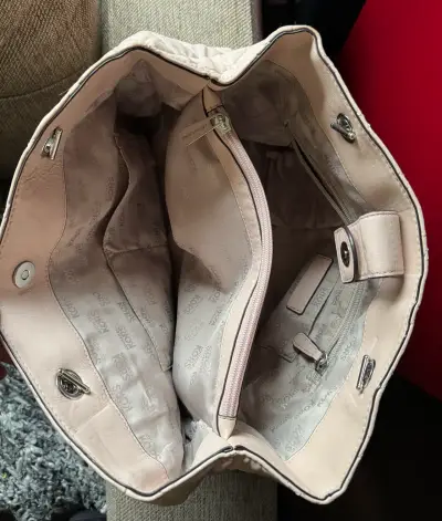 Bolso de cuero rosa pálido Michael Kors con cadena - miniatura 4