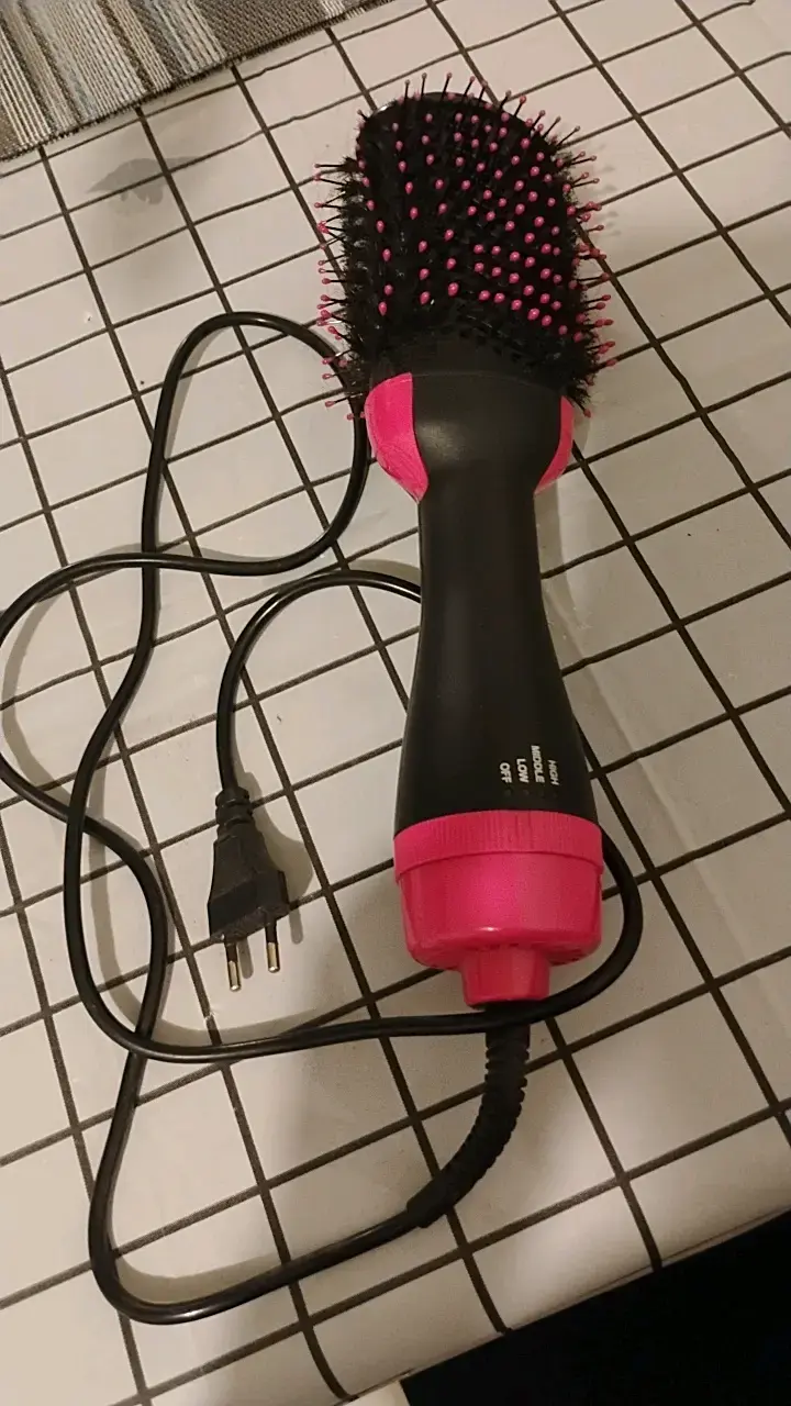 Cepillo Secador de Pelo Eléctrico Negro y Rosa