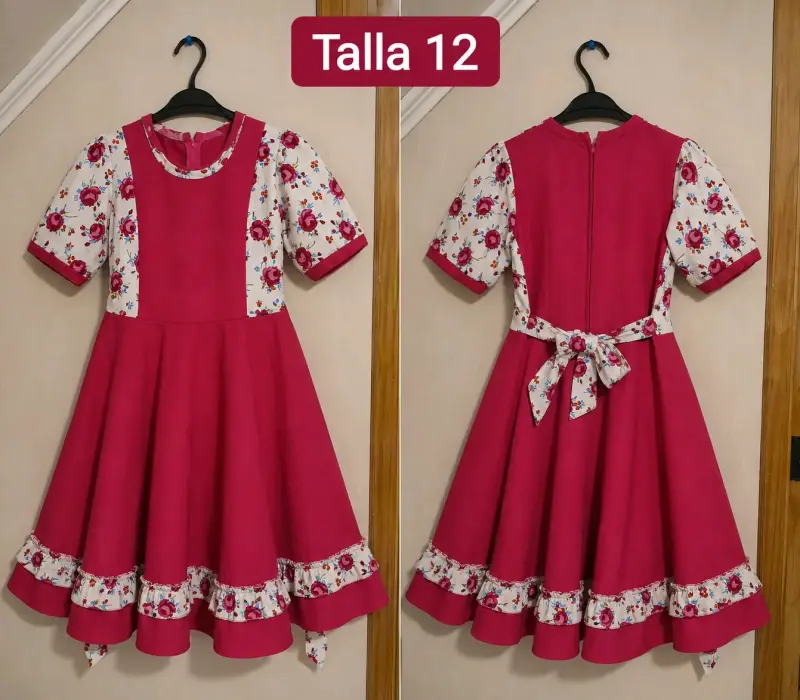 Vestido infantil rosa con estampado floral talla 12