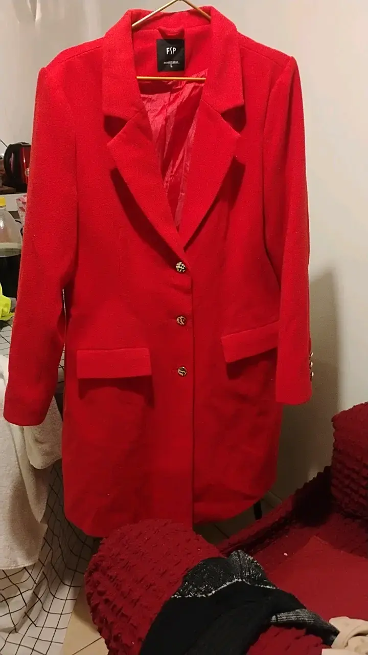 Abrigo rojo elegante para mujer talla L