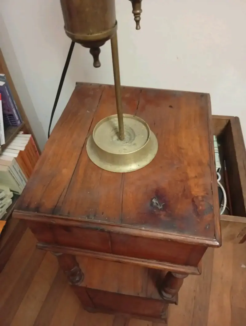 Mesa auxiliar de madera vintage con cajón - 3