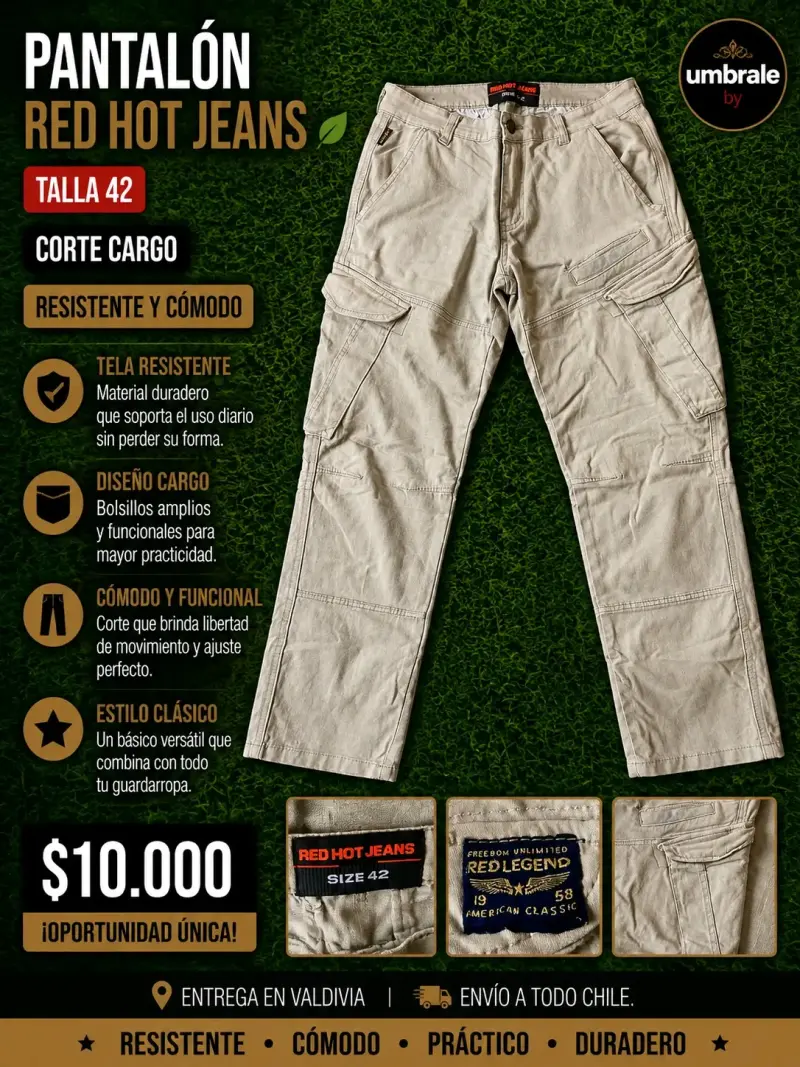 Pantalón cargo Red Hot Jeans talla 42 beige - 1