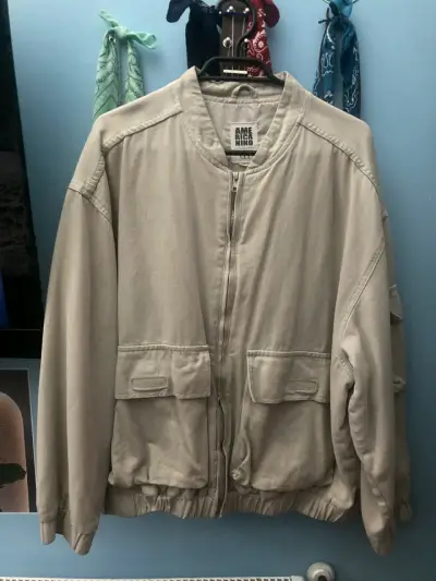 Chaqueta Bomber Beige Americano Talla L - miniatura 2