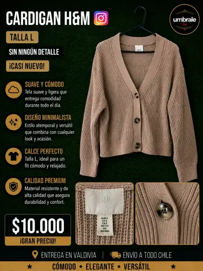 Cardigan H&M beige talla S casi nuevo - miniatura 1