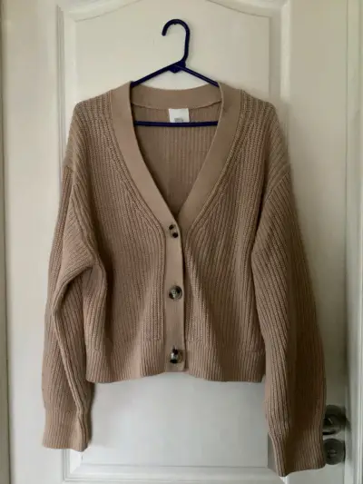 Cardigan H&M beige talla S casi nuevo - miniatura 2