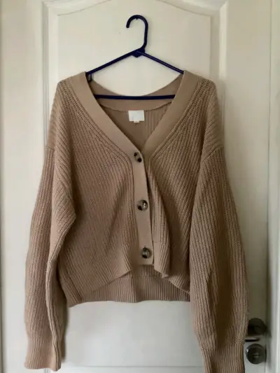 Cardigan H&M beige talla S casi nuevo - miniatura 4
