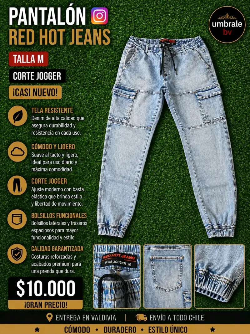 Pantalón Jogger Denim Red Hot Jeans Talla M - 1