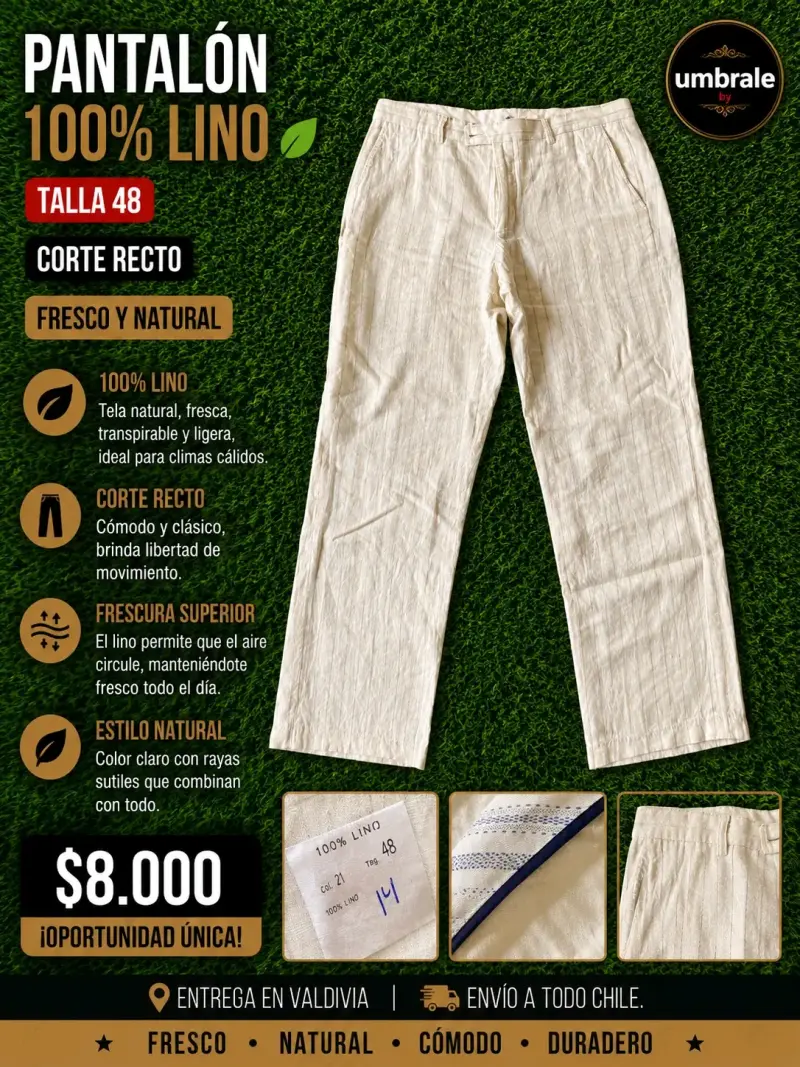 Pantalón de lino corte recto talla 40 - 1