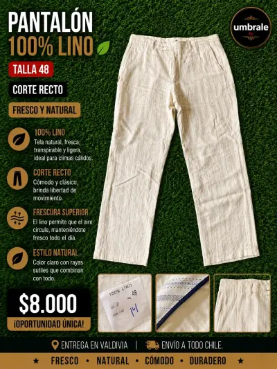 Pantalón de lino corte recto talla 40 - miniatura 1