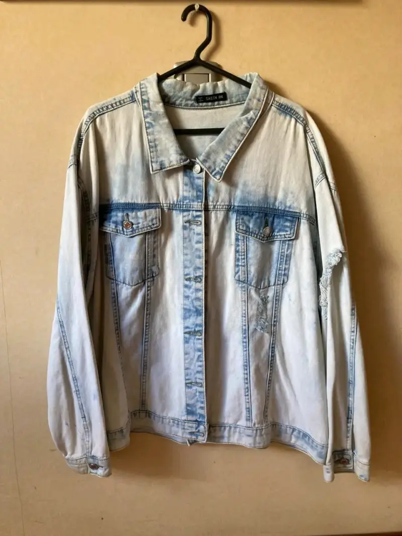 Chaqueta de Jeans Shein Celeste Deslavado 2XL - 2