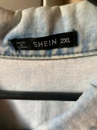 Chaqueta de Jeans Shein Celeste Deslavado 2XL - miniatura 3