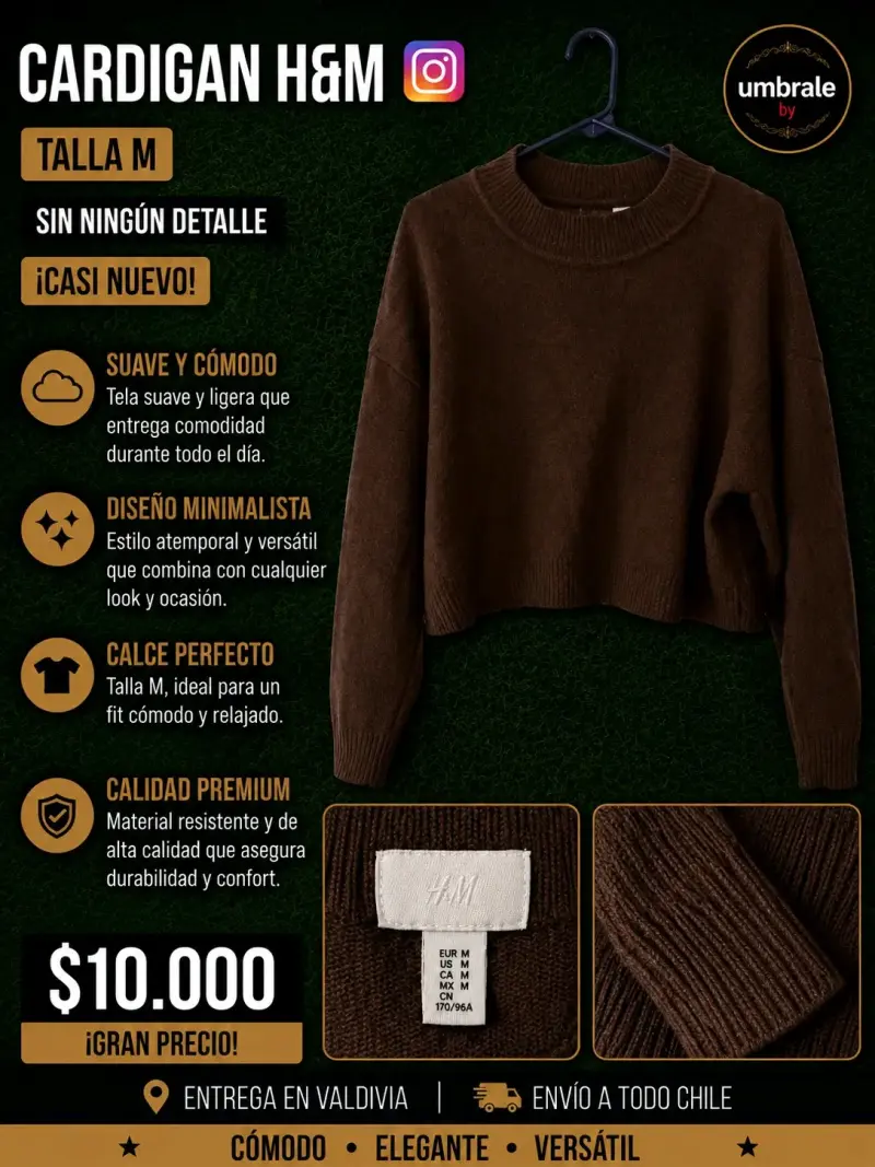 Cardigan H&M marrón talla M casi nuevo - 1