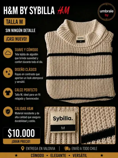 Suéter de algodón a rayas H&M Sybilla talla M - miniatura 1