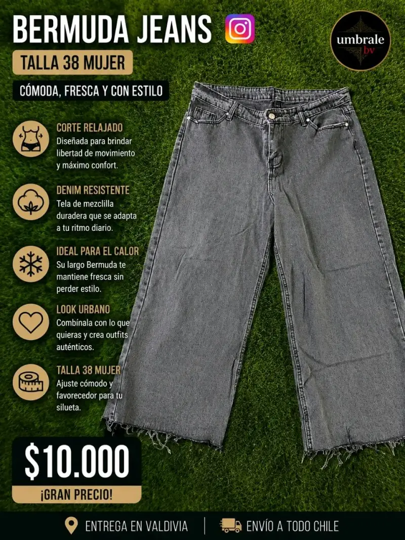 Bermuda jeans mujer talla 38 cómoda y fresca - 1