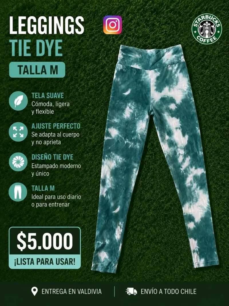 Leggings Tie Dye Talla M Cómodos y Flexibles