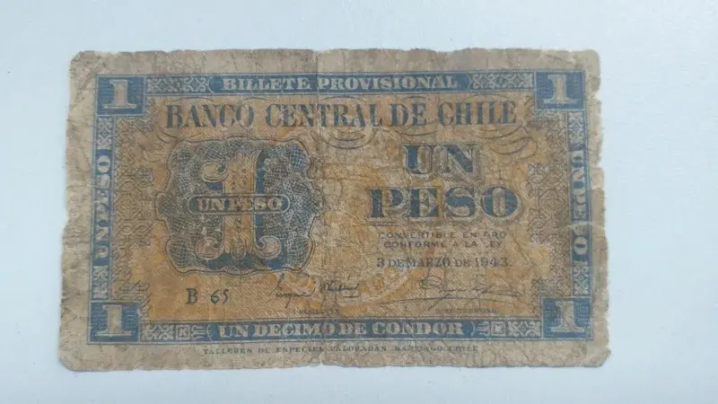 Billete Provisional Peso 1 chileno