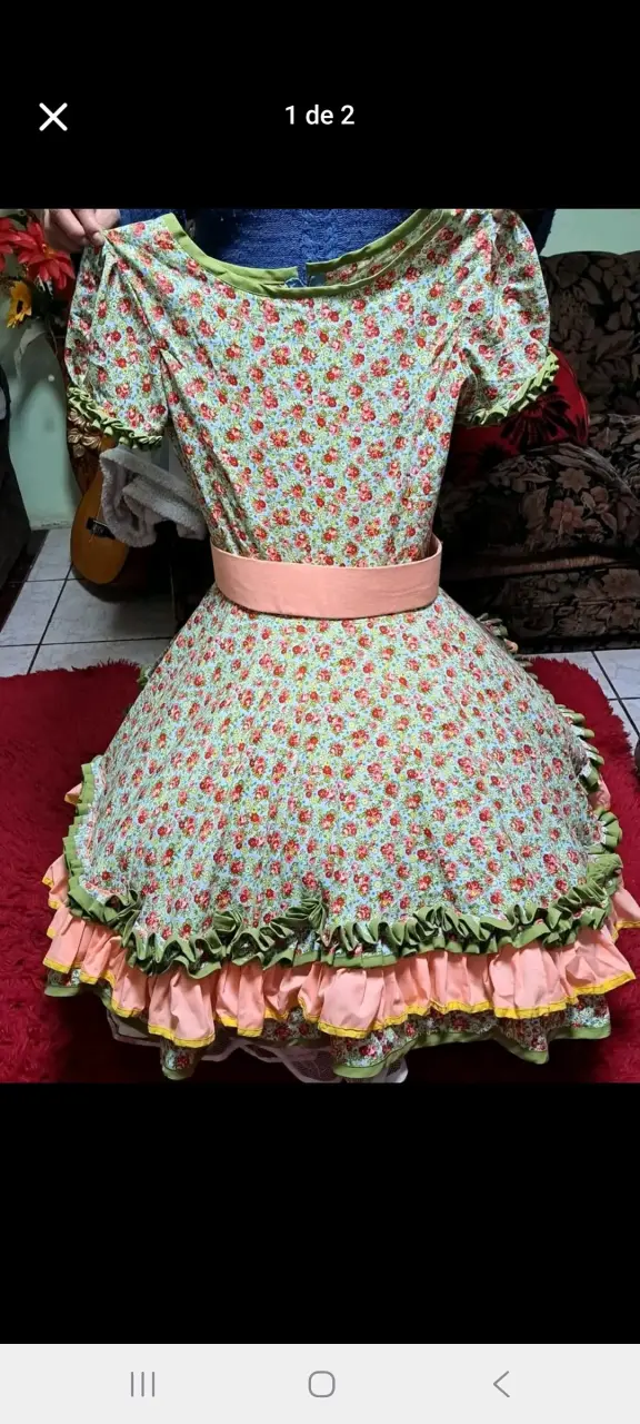 Vestido folclórico floral talla S-M - 1
